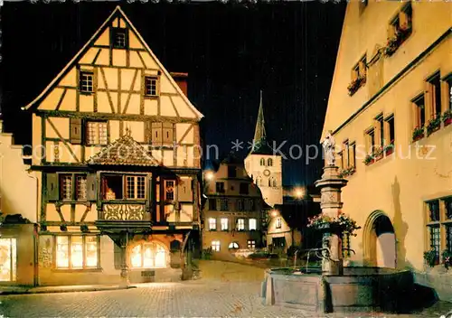 AK / Ansichtskarte Turckheim_Haut_Rhin Place Turenne Fontaine la nuit Turckheim_Haut_Rhin