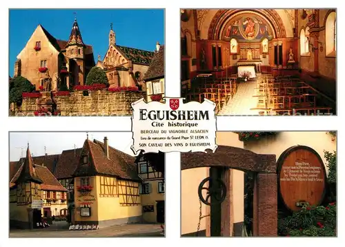 AK / Ansichtskarte Eguisheim_Haut_Rhin Motive Altstadt Innenansicht Kirche Weinfass Eguisheim_Haut_Rhin