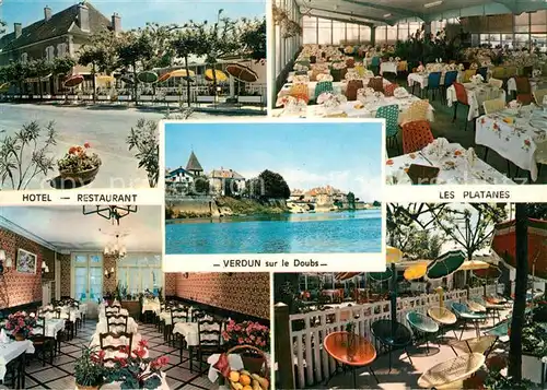 AK / Ansichtskarte Verdun sur le Doubs Hotel Restaurant Les Platanes Terrasse Verdun sur le Doubs
