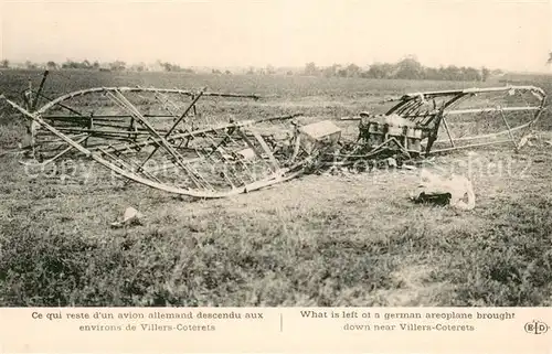 AK / Ansichtskarte Villers Cotterets Ce qui reste d un avion allemand descendu Villers Cotterets