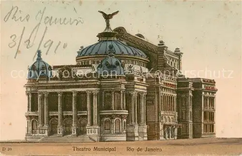 AK / Ansichtskarte Rio_de_Janeiro Theatro Municipal Illustracion Rio_de_Janeiro