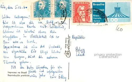 AK / Ansichtskarte Rio_de_Janeiro Panorama Copacabana Rio_de_Janeiro