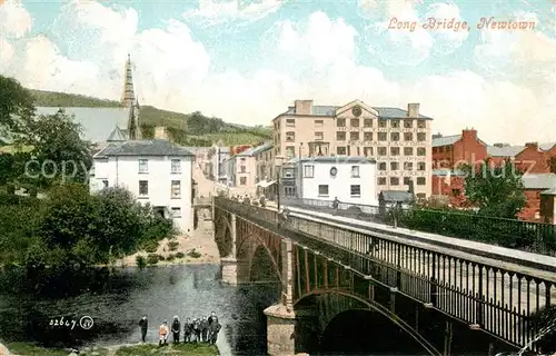 AK / Ansichtskarte Newtown_Powys Long Bridge River Severn Newtown Powys