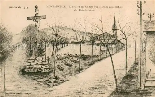AK / Ansichtskarte Montauville Cimetiere des soldats francais Grande Guerre Soldatenfriedhof 1. Weltkrieg Kuenstlerkarte Montauville