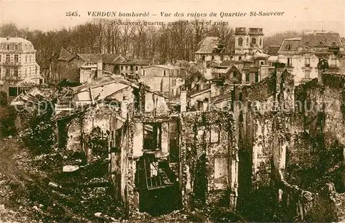AK / Ansichtskarte VERDUN_Meuse La ville bombardee vue des ruines du Quartier Saint Sauveur Verdun Meuse