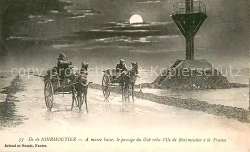 AK / Ansichtskarte Ile_de_Noirmoutier A maree basse Passage du Goa relie l ile a la France au clair de lune Ile_de_Noirmoutier