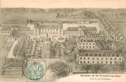 AK / Ansichtskarte Saint Paul les Dax Berceau de Saint Vincent de Paul vue a vol d oiseau Kuenstlerkarte Saint Paul les Dax