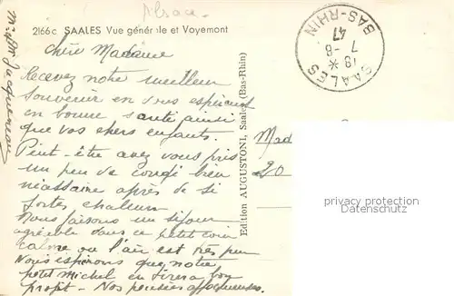 AK / Ansichtskarte Saales Vue generale et Voyemont Saales