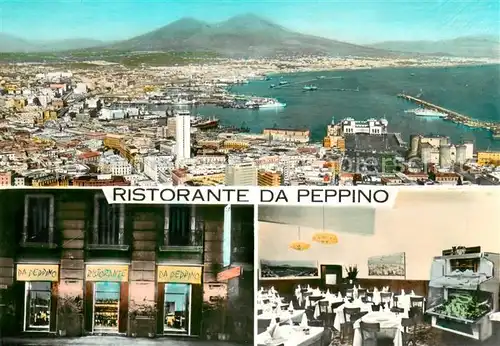 AK / Ansichtskarte Napoli_Neapel Ristorante da Peppino Panorama Hafen Blick zum Vulkan Vesuv Napoli Neapel