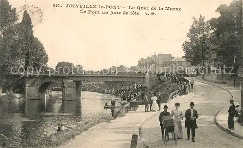 AK / Ansichtskarte Joinville le Pont Quai de la Marne Pont Jour de fete Joinville le Pont