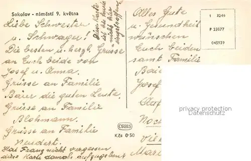 AK / Ansichtskarte Sokolov Namesti 9. kventna Sokolov