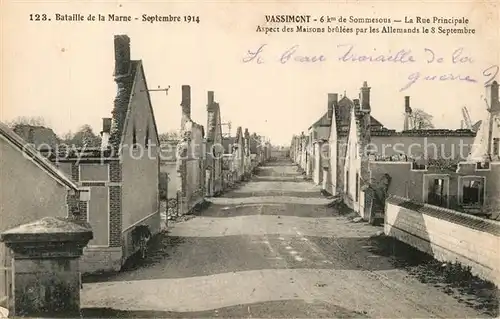 AK / Ansichtskarte Vassimont et Chapelaine Rue Principale Ruines Grande Guerre Truemmer 1. Weltkrieg Vassimont et Chapelaine