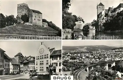 AK / Ansichtskarte Brugg_AG Ruine Ortsansichten Panorama Brugg_AG