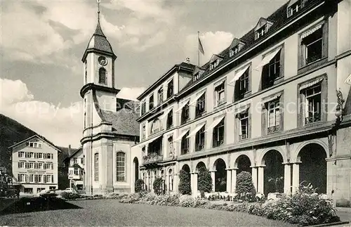 AK / Ansichtskarte Wildbad_Schwarzwald Bad Hotel und Ev Kirche Wildbad_Schwarzwald