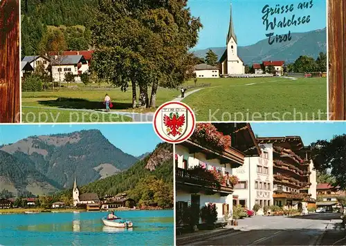 AK / Ansichtskarte Walchsee_Tirol Kirche Walchseepartie Dorfstrasse Walchsee Tirol