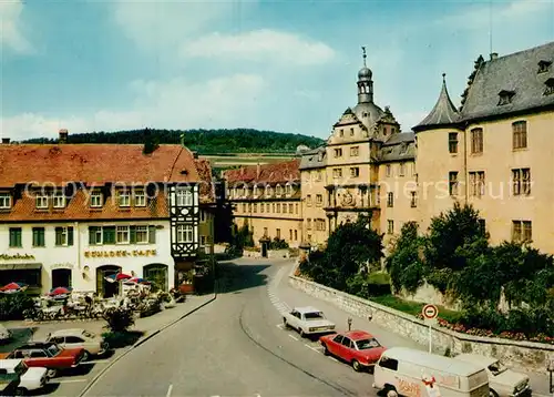 AK / Ansichtskarte Bad_Mergentheim Schlossplatz mit Schloss Cafe Bad_Mergentheim