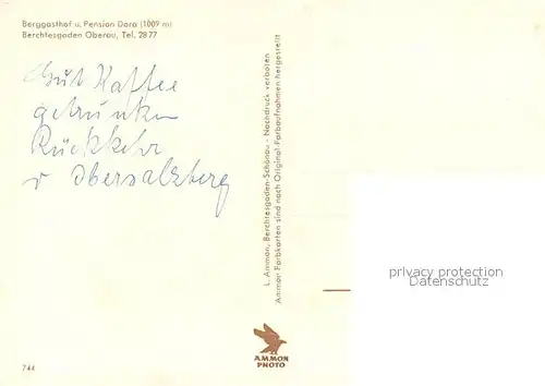 AK / Ansichtskarte Oberau_Berchtesgaden Berggasthof und Pension Dora Oberau Berchtesgaden