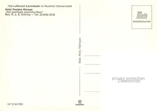 AK / Ansichtskarte Lautenbach_Renchtal Hotel Pension Sternen Hallenbad Wassetretanlage Kirche Strasse Park Lautenbach Renchtal