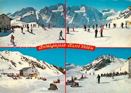 AK / Ansichtskarte Hochsoelden Rotkogeljochhuette mit Gaislachkogl Schwarze Schneide Wildspitze Bergkapelle Hochsoelden