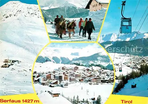 AK / Ansichtskarte Serfaus_Tirol Panorama Pferdeschlitten Seilbahn Serfaus Tirol