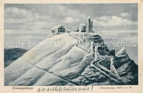 AK / Ansichtskarte Schneekoppe_Snezka Riesengebirge Schneekoppe Snezka