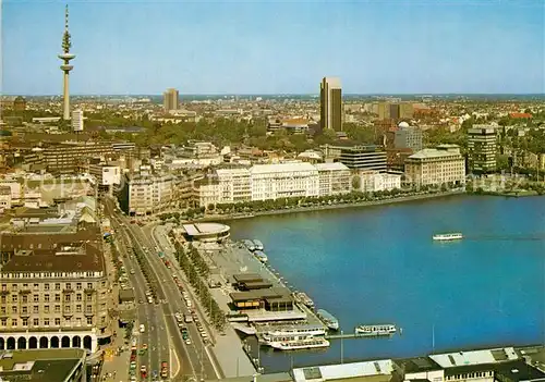 AK / Ansichtskarte Hamburg Fliegeraufnahme Binnenalster Jungfernstieg Fernsehturm Hamburg