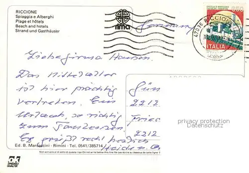 AK / Ansichtskarte Riccione Spiaggia e Alberghi Riccione