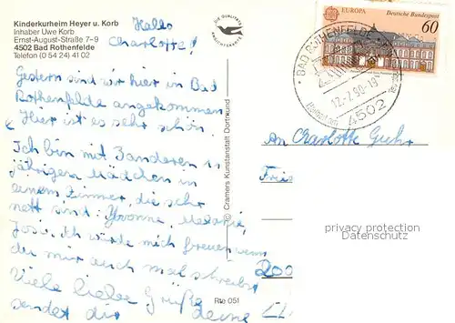 AK / Ansichtskarte Bad_Rothenfelde Kinderkurheim Heyer und Korb Tischtennis Schwimmbad  Bad_Rothenfelde