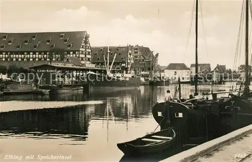 AK / Ansichtskarte Elbing_Elblag mit Speicherinsel Elbing_Elblag