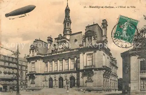 AK / Ansichtskarte Neuilly sur Seine Hotel de Ville Zeppelin Neuilly sur Seine