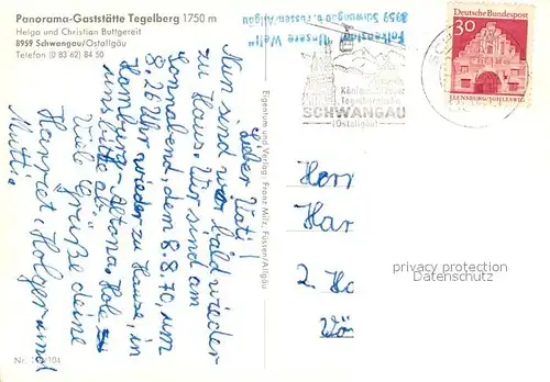 AK / Ansichtskarte Schwangau Panorama Gaststaette Tegelberg Terrasse Schwangau