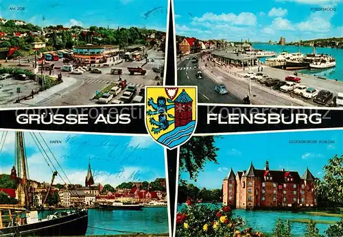 AK / Ansichtskarte Flensburg ZOB Foerdebruecke Hafen Gluecksburger Schloss Flensburg