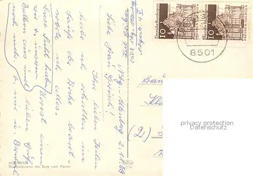 AK / Ansichtskarte Nuernberg Stadtpanorama mit Burg vom Plaerrer Nuernberg