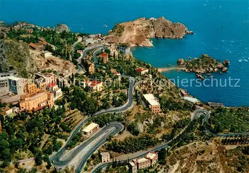 AK / Ansichtskarte Taormina_Sizilien Isola Bella Vue aerienne Taormina Sizilien