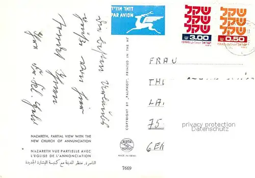 AK / Ansichtskarte Nazareth_Israel Partial View with the New Church of Annunciation Nazareth Israel