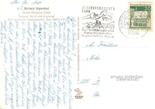 AK / Ansichtskarte Hintersee_Berchtesgaden Bartels Alpenhof Hintersee Berchtesgaden