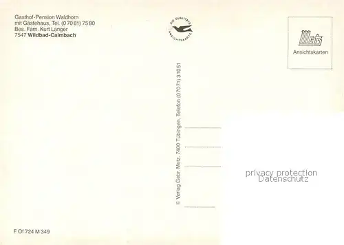 AK / Ansichtskarte Calmbach_Enz Gasthaus Pension Waldhorn Calmbach Enz