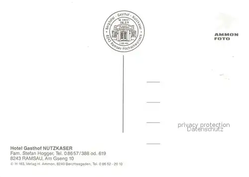 AK / Ansichtskarte Ramsau_Berchtesgaden Hotel Gasthaus Nutzkaser Ramsau Berchtesgaden