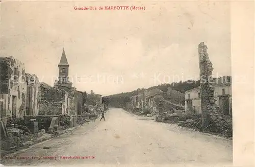 AK / Ansichtskarte Marbotte Grand Rue Ruines Grande Guerre Truemmer 1. Weltkrieg Marbotte