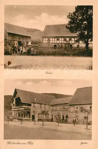 AK / Ansichtskarte Herold_Thum_Erzgebirge Fremdenheim Huberbauer Hof einst und jetzt Herold_Thum_Erzgebirge