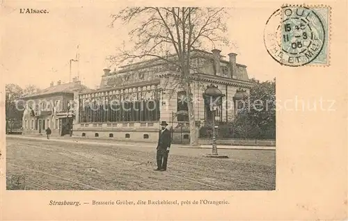 AK / Ansichtskarte Strasbourg_Alsace Brasserie Grueber pres de l Orangerie Strasbourg Alsace