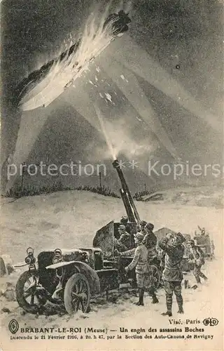 AK / Ansichtskarte Brabant le Roi Un engin des assassins Boches Abschuss eines Zeppelins 1. Weltkrieg Brabant le Roi
