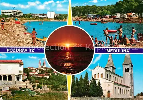 AK / Ansichtskarte Medulin Panorama Strand Kirche Medulin