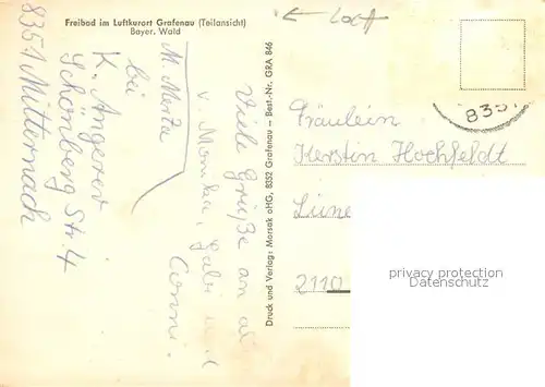 AK / Ansichtskarte Grafenau_Niederbayern Freibad Grafenau Niederbayern