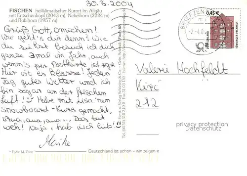 AK / Ansichtskarte Fischen_Allgaeu mit Entschenkopf Nebelhorn und Rubihorn bei Nacht Fischen Allgaeu