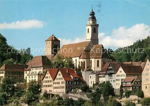 AK / Ansichtskarte Horb_Neckar Ortsansicht mit Kirche Horb Neckar