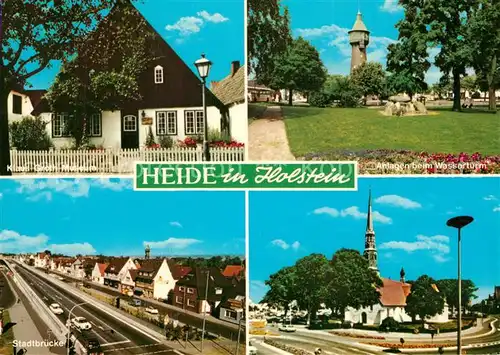 AK / Ansichtskarte Heide_Holstein Klaus Groth Museum Anlagen beim Wasserturm Stadtbruecke Heide_Holstein