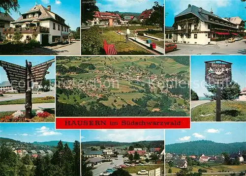 AK / Ansichtskarte Haeusern_Schwarzwald Orts und Teilansichten Fliegeraufnahme Minigolf Wegweiser Haeusern Schwarzwald