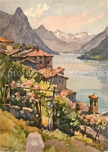 AK / Ansichtskarte Gandria_Lago_di_Lugano Ortsmotiv Illustration Gandria_Lago_di_Lugano
