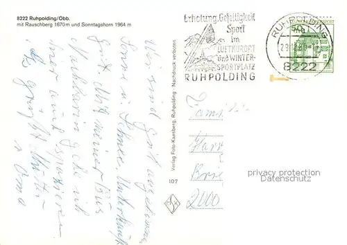 AK / Ansichtskarte Ruhpolding mit Rauschberg Kienberg und Sonntagshorn Ruhpolding